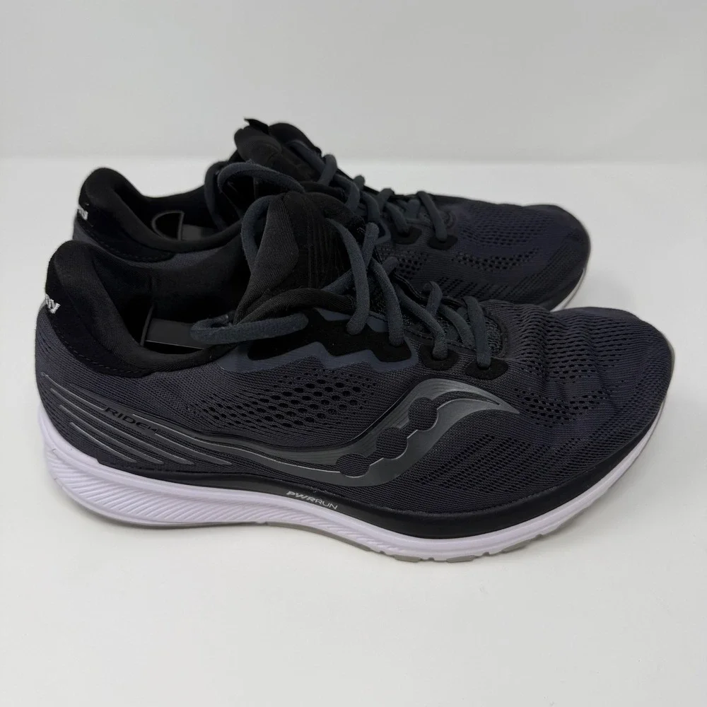 Saucony Ride 15 Mens Running Shoes Dark Gray Athletic Sneakers‎ Size 9.5 W Flaw
